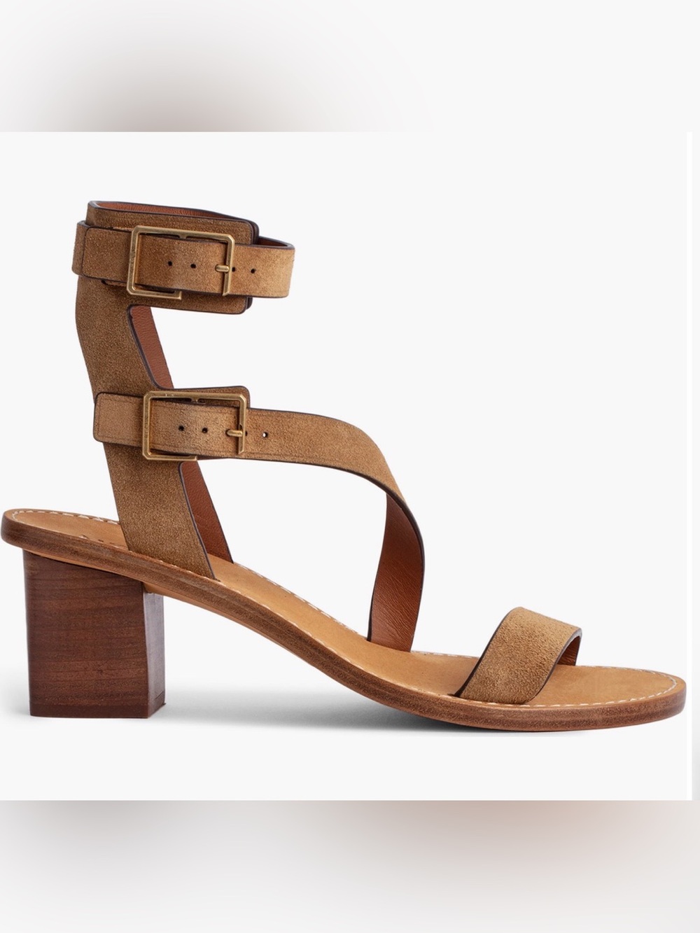 Zadig & Voltaire Cecilia Caprese Block Heel Sandals Women's Brown 39 US 9 NEW